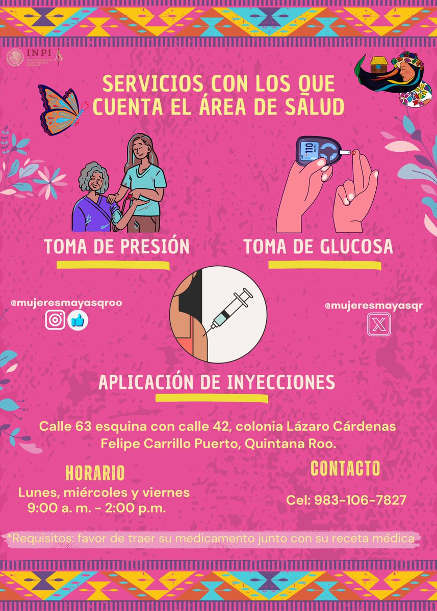 📣🙌🏽✨¿Ya conoces los servicios de la CAMIA?

🔥💜 Acércate a nosotras, la atención es dirigida a mujeres de la zona maya y es ¡totalmente gratuita!

📲Puedes agendar tu cita al: 983-106-7827
🕘 Horario: 9:00 a.m. - 2:00 p.m.
📍Felipe Carrillo Puerto, Quintana Roo.