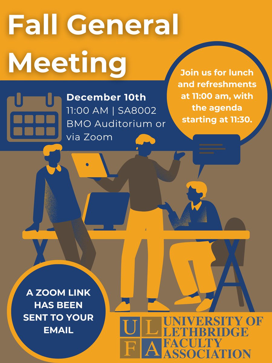 Join us tomorrow, Tuesday, December 10th for the ULFA 2024 Fall General Meeting.

11:00 am Lunch and Refreshments Served (For in-person attendees)
11:30 am Business Meeting (Hybrid)

For more information visit: ulfa.ca/events/ulfa-fa…