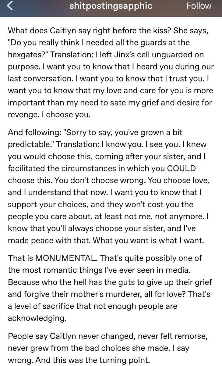 pnkbearr's tweet photo. tumblr is a goldmine full of intelligent analysis of the caitvi scenes this season &amp; everyone needs to check them out cause i can’t BELIEVE most of the takes I’m reading over here. 😭 

credit for this post goes to shitpostingsapphic on tumblr! https://t.co/WgcSRfFmfU