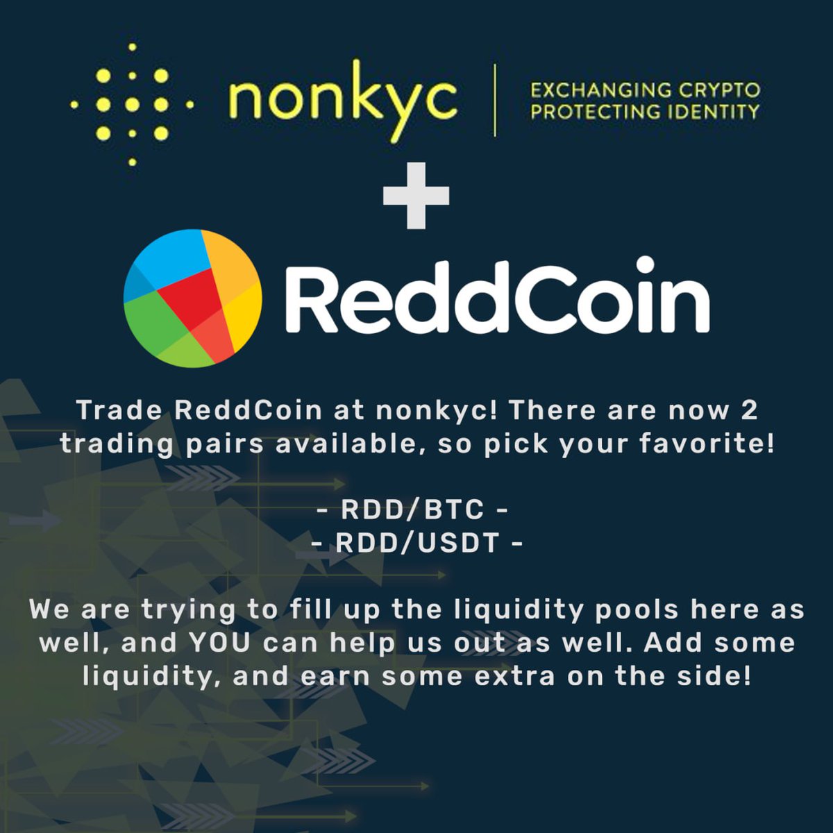 ReddCoin | The Social Currency (@reddcoin) on Twitter photo Trade #ReddCoin at <a href="/nonkyc_exchange/">NonKyc.io</a>! 
There are now 2 trading pairs available, so pick your favoritel
✅️ $RDD / $BTC (NEW!!!)
✅️ #RDD / $USDT
We are trying to fill up the #liquidity pools here, and YOU 🫵🏼 can help us out as well ⬇️
Add some liquidity, and #earn some extra Trade #ReddCoin at <a href="/nonkyc_exchange/">NonKyc.io</a>! 
There are now 2 trading pairs available, so pick your favoritel
✅️ $RDD / $BTC (NEW!!!)
✅️ #RDD / $USDT
We are trying to fill up the #liquidity pools here, and YOU 🫵🏼 can help us out as well ⬇️
Add some liquidity, and #earn some extra