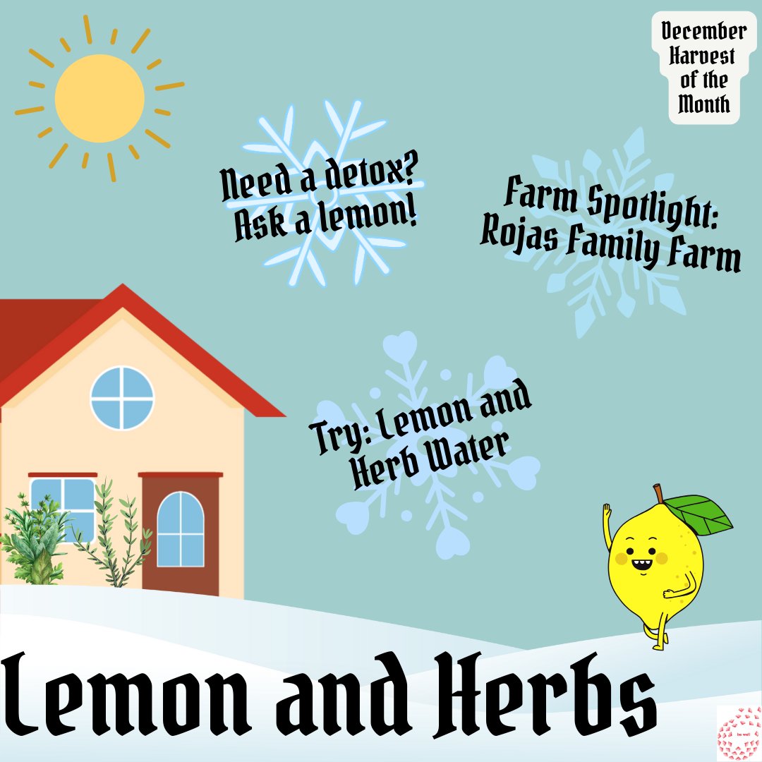 SFUSDBeWell's tweet photo. December’s Harvest of the Month is Lemon &amp; Herbs! 🍋🌿🍋🌿
Check out the link in bio for more Harvest of the Month info.
#BeWell #WeAreSFUSD #HarvestoftheMonth #HOTM #LemonandHerbs #EatWell #HealthEd https://t.co/OMWMBEJqAs