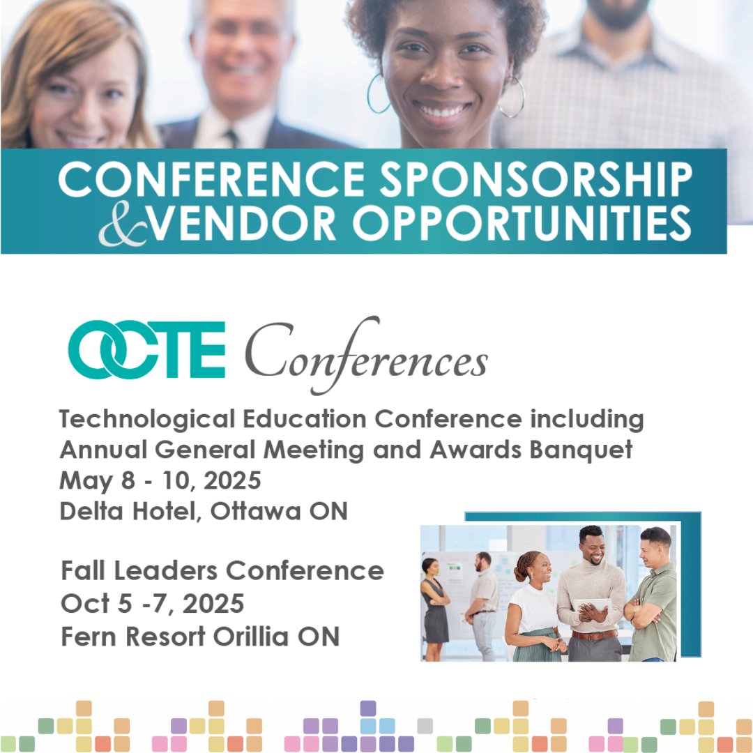 OCTEOntario's tweet photo. Join us as a sponsor or vendor for the 25th Anniversary Technological Education Conference in May at the Delta Hotel, Ottawa!  

More info: https://t.co/U0iVOnYifO

Network with 500+ tech &amp; science educators, share expertise, and showcase your brand!

#TakeTech #TeachTech https://t.co/hf8KWri87P