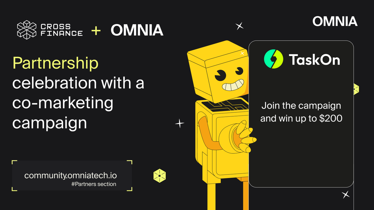 omnia_protocol's tweet photo. We’re thrilled to announce our new co-marketing campaign with @crossfichain  
Together, we’re celebrating the strong partnership in  #DeFi and #DePIN spaces. 

To join, go to our https://t.co/xO9Bwx2DoN platform, select Partners section, and perform Cross Finance tasks.
ℹ️ Make sure to fill in the Cross Finance survey on community platform to be eligible. Cross Finance team will select winners and distribute rewards.
🎁 Extra, you can also perform Cross Finance tasks on https://t.co/93vcWLv3sj tap game to join OMNIA Points program for free.