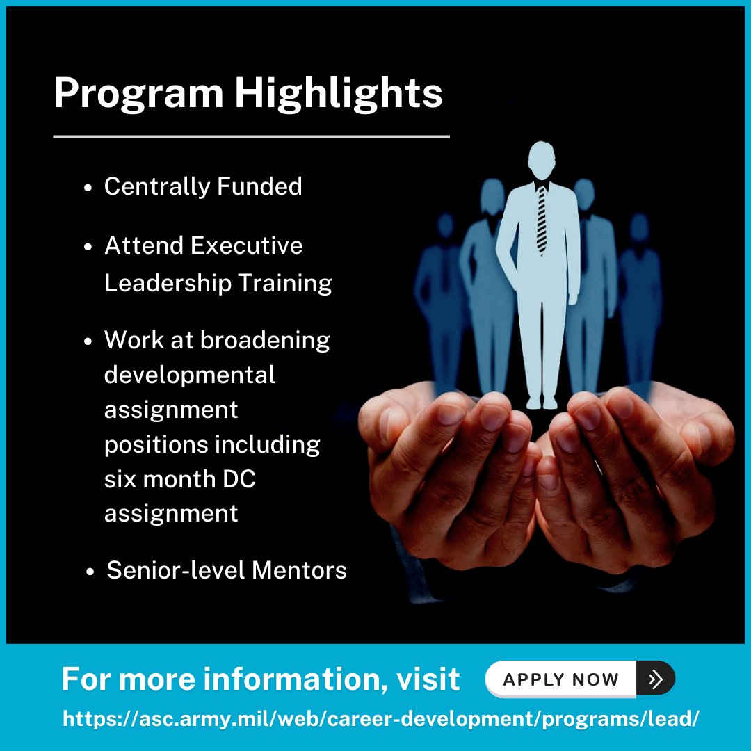 USAASC's tweet image. The deadline to apply to the Leadership Excellence and Acquisition Development program is approaching - December 20th!🚨 Explore the program's career growth offerings and apply today!🌱!: asc.army.mil/web/career-dev… 🔗

#LEADProgram #CareerGrowth #Leadership #ProfessionalDevelopment