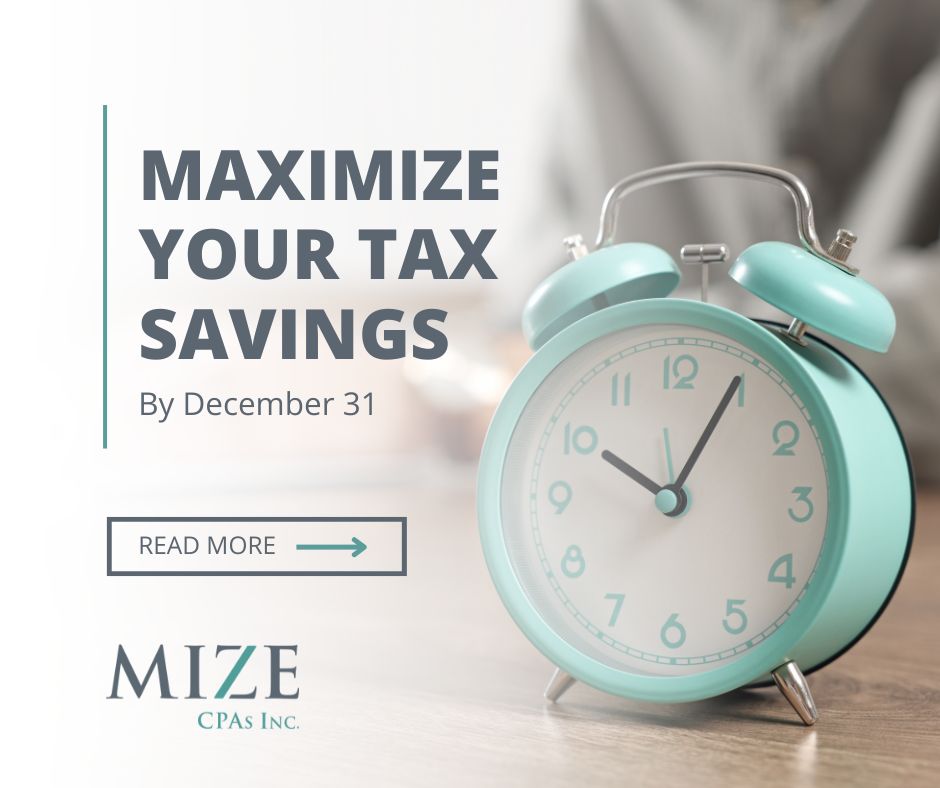 MizeRestaurants's tweet photo. Heads up! The year-end tax deadline is almost here. December 31 is your last chance to:

- Contribute to your 401(k)
- Meet your RMD
- Donate to charity to help reduce your taxable income https://t.co/jYioErnYLS