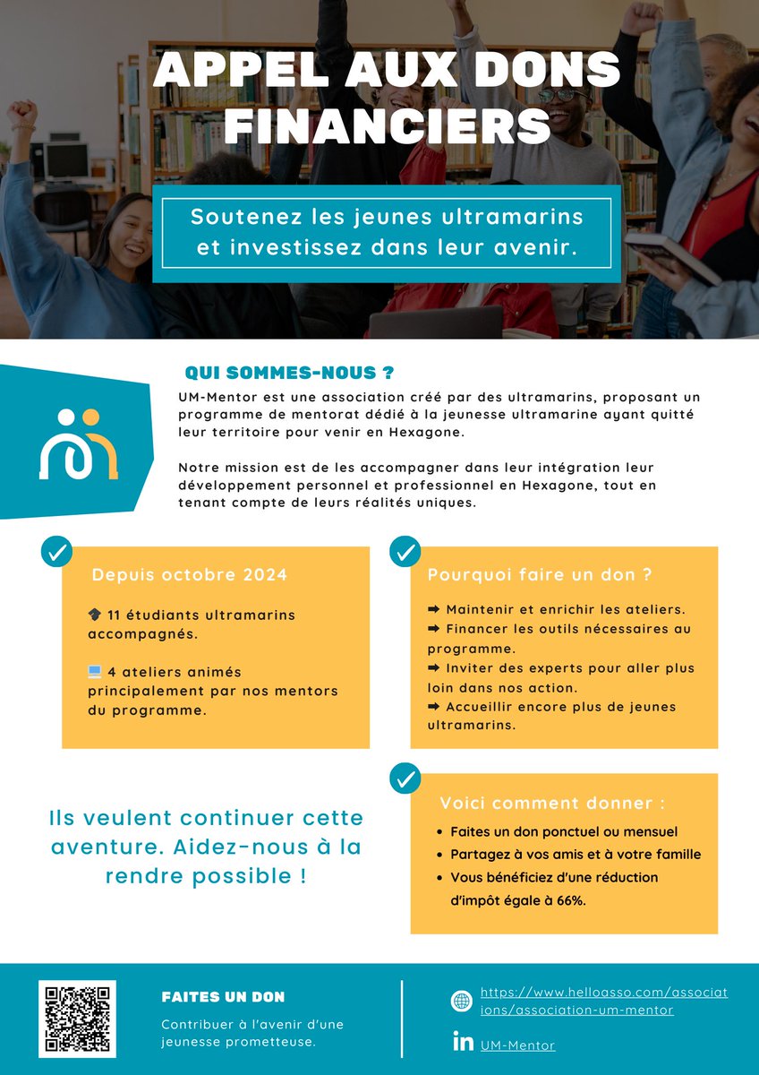 mwaanaa_'s tweet photo. Je compte sur vous pour relayer au maximum. 🙏  

💡 Pour info : les dons sont défiscalisés à 66 % en France dans la limite de 20 % du revenu imposable.

Je vous dis plus bas ce qu'on a déjà mis en place en seulement 2 mois et à quoi serviront ces dons ! 👇 https://t.co/lxf5HwplTP