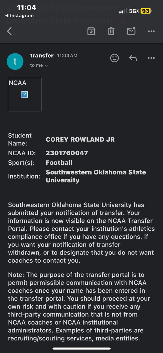 CoreyRowlandJR's tweet photo. Officially in the transfer portal 

[4 years of eligibility] ‼️

[Red shirt freshman]

[6”1,185 (Safety) https://t.co/orafvDSv76