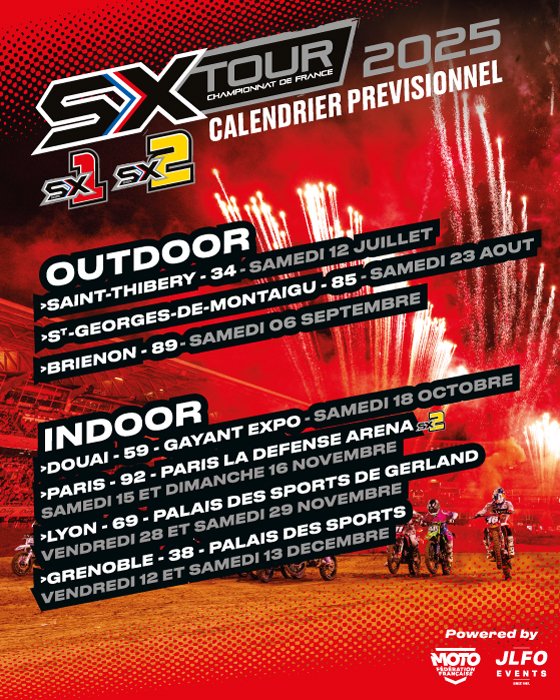 🎅#SXTour - Championnat de France #Supercross 2025
Un calendrier prévisionnel XXL !
➡️urls.fr/aUUa0N
#ffmoto #SX