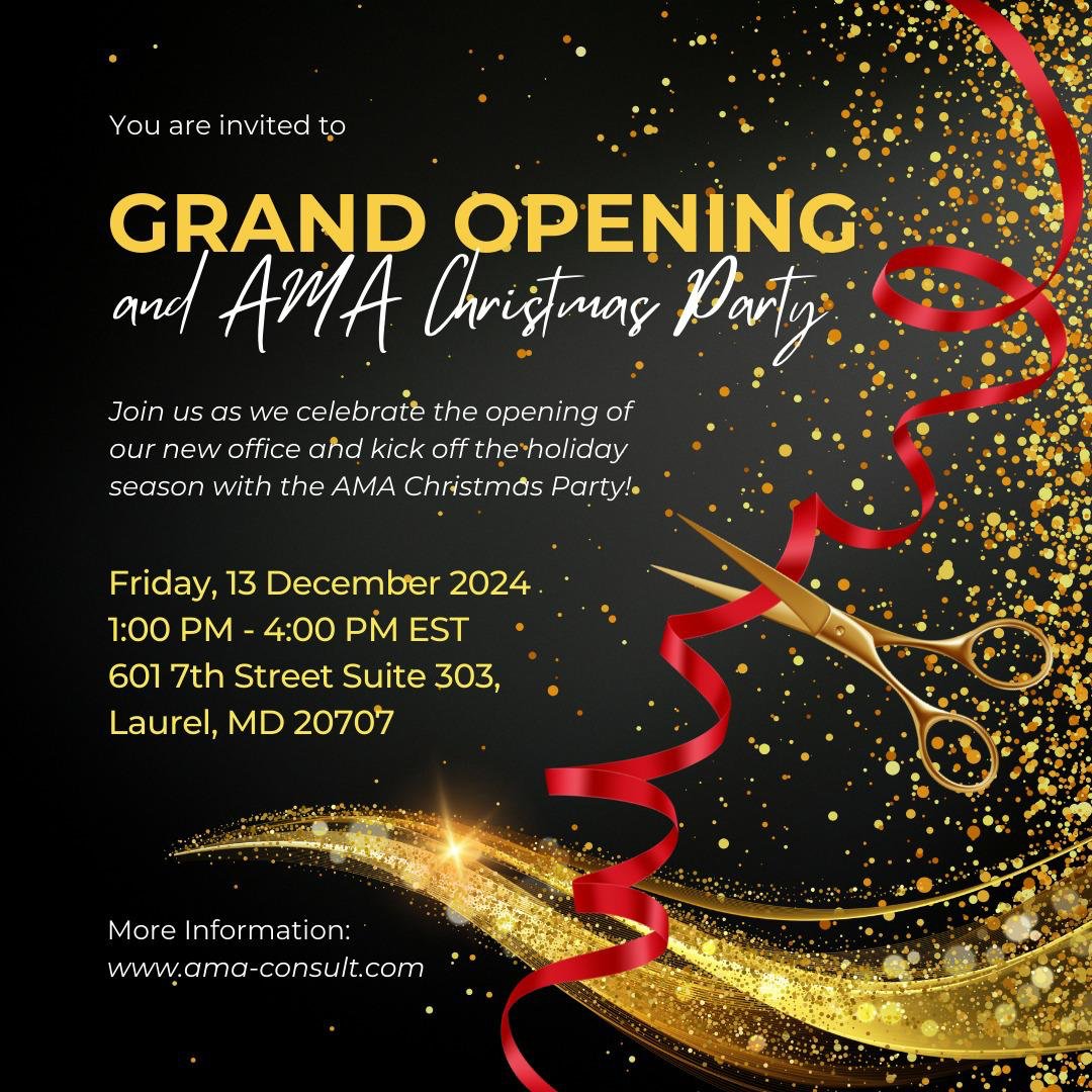 AMA_Consulting's tweet photo. AMA Consulting invites you to our Holiday/Office opening Party this Friday! Join us as we celebrate the opening of our new office and kickstart the holiday season! 

Follow the link below to RSVP and save your spot!
https://t.co/7emIyAjLON https://t.co/AQJg2dQK10