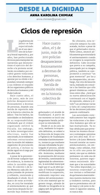 El gobierno de <a href="/EnriqueAlfaroR/">Enrique Alfaro</a> será recordado como el Sexenio de las Desapariciones, dejando a Jalisco en el primer lugar en el país y miles de familias sin respuestas

Comparto la columna en <a href="/NTRGuadalajara/">El Diario NTR Guadalajara</a> con los pendientes en materia de desaparición 
bit.ly/4ivKys3
