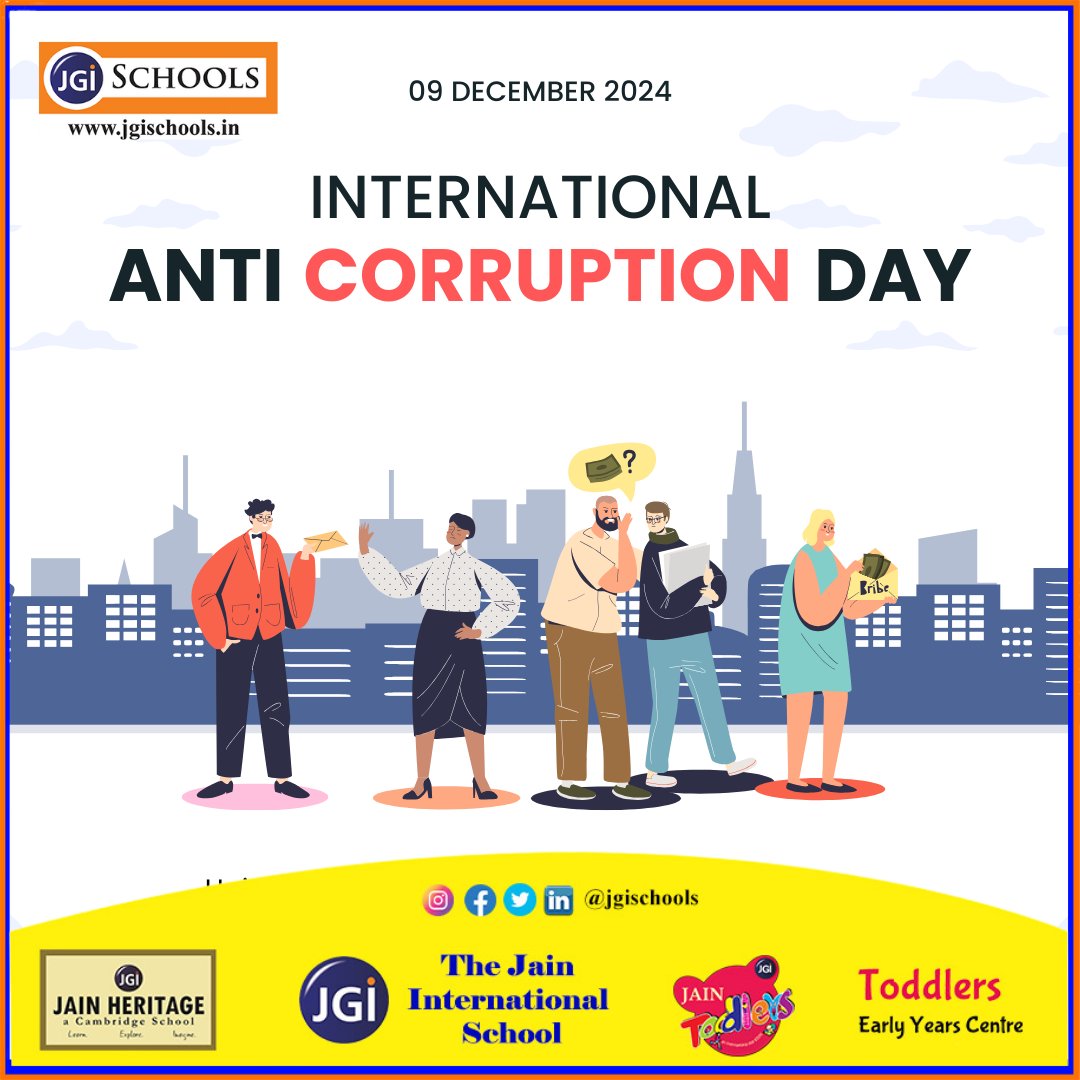SchoolsJgi's tweet photo. On International Anti-Corruption Day, we all should take an oath to uphold integrity, transparency, and accountability in every aspect of our lives. 

Together, we can build a society rooted in fairness and justice.

#InternationalAntiCorruptionDay https://t.co/5I3JhFtfrZ