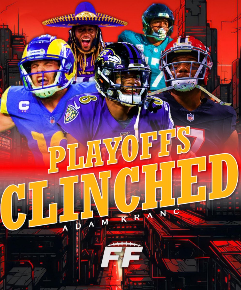 FFthegloat's tweet photo. One last one for 2024…
@adam_kranc is the 6th &amp; final team heading to this years FF Playoffs!
(he also clinched last week, there was a graphic backlog) https://t.co/fQdLvNxiR2