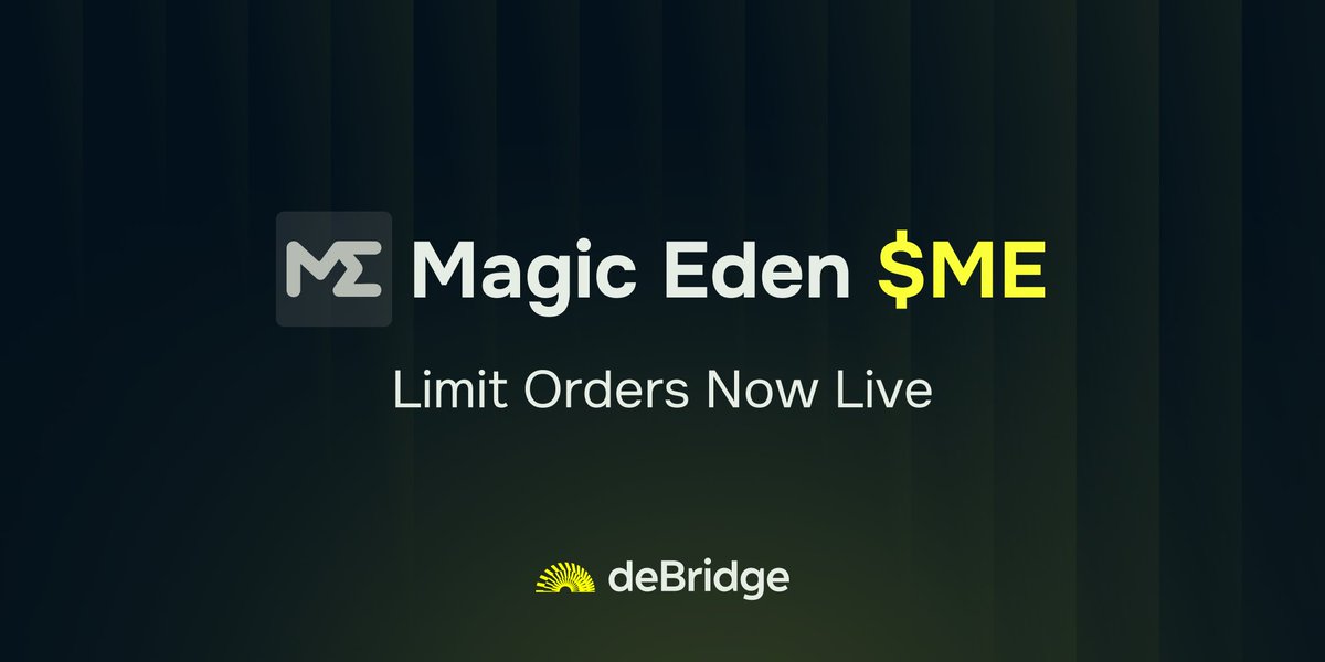 deBridge (@debridgefinance) on Twitter photo 1/ Launch day is tomorrow
But limit orders are already live for $ME by <a href="/MagicEden/">Magic Eden šŖ</a> 1/ Launch day is tomorrow
But limit orders are already live for $ME by <a href="/MagicEden/">Magic Eden šŖ</a>