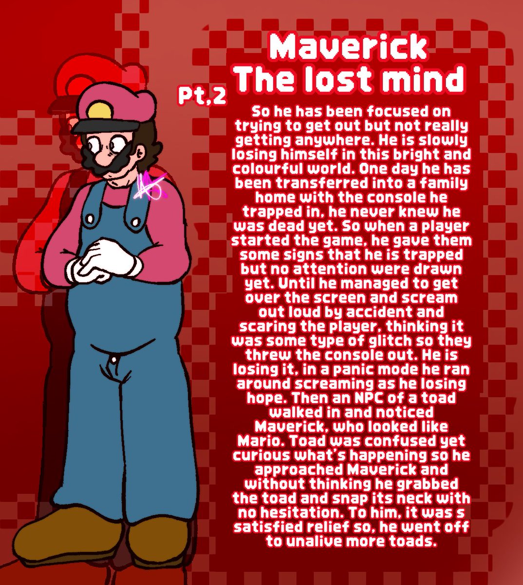 UnnieFnf's tweet photo. A new character I random made today this morning. My online son made his own and I thought I could me mine as well, it looks fun so this is Maverick, I might make more of him later on
Pt,1
#os #osart #art #mariomadness #mariomadnessart https://t.co/Qc5K07rXqh