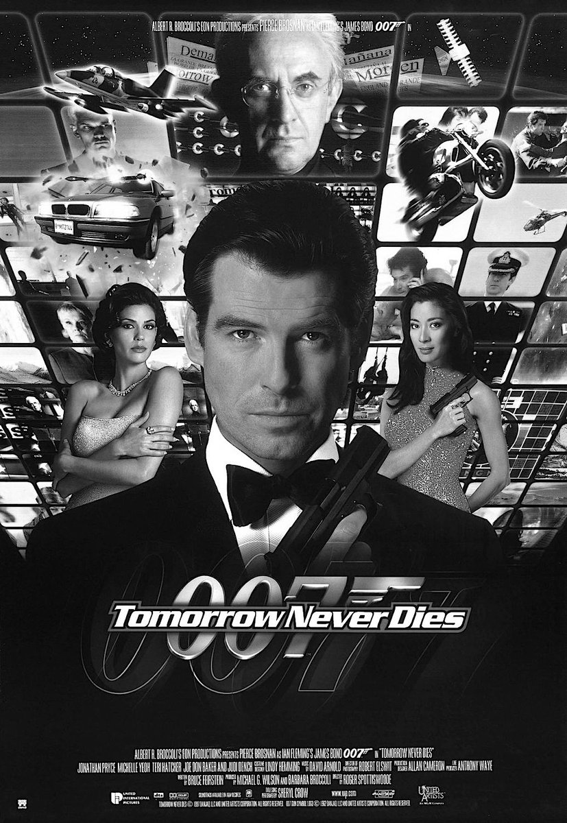 007Films's tweet photo. ALBERT R. BROCCOLI'S
EON PRODUCTIONS LIMITED
presents
PIERCE BROSNAN
as
IAN FLEMING'S
JAMES BOND
007
in
TOMORROW NEVER DIES
#007Films
9 DECEMBER 1997 (LONDON PREMIERE) https://t.co/HmdErv7xzj