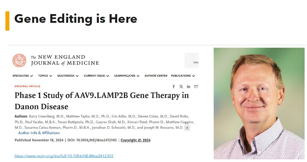 Congratulations to Matthew Taylor, MD, PhD on his recently published article in The New England Journal of Medicine, 'Phase 1 Study of AAV9.LAMP2B Gene Therapy in Danon Disease'