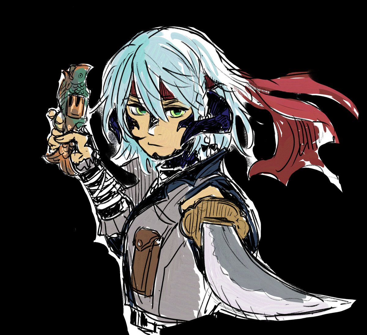 Egg gets the fish gun >:)