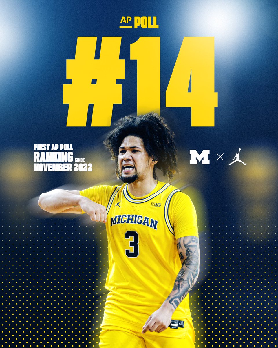 For the first time since November 2022, your Wolverines are RANKED! (#14 | AP Poll)

#GoBlue