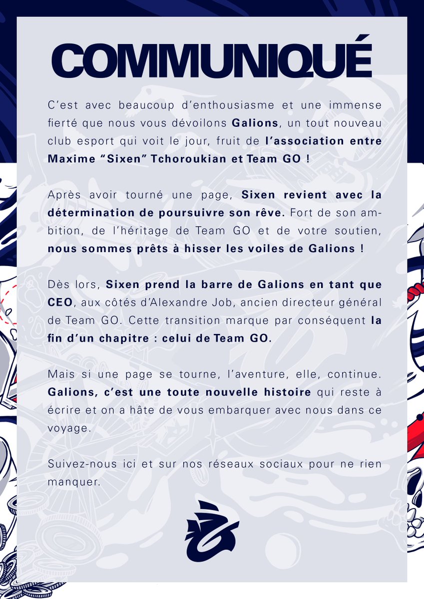 Galions_'s tweet image. Communiqué, création de Galions ⬇️