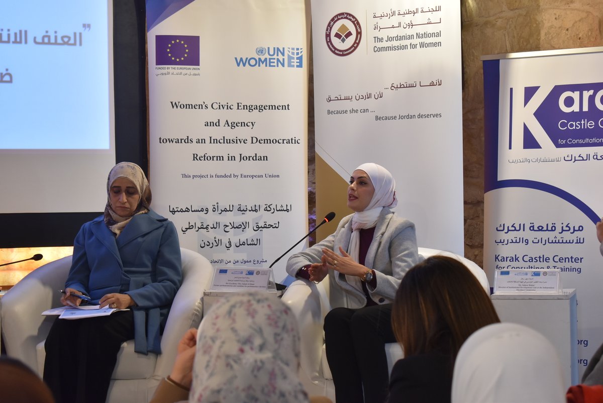 NBurniat's tweet photo. #Jordan has made significant steps to address Violence against Women in Politics. This week we partnered with @jncw_women, #KarakCastleCenter &amp; @EUinJordan to discuss with national &amp; local women leaders their personal experiences on what works and what more is needed. #16Days https://t.co/utmVXNL2DH