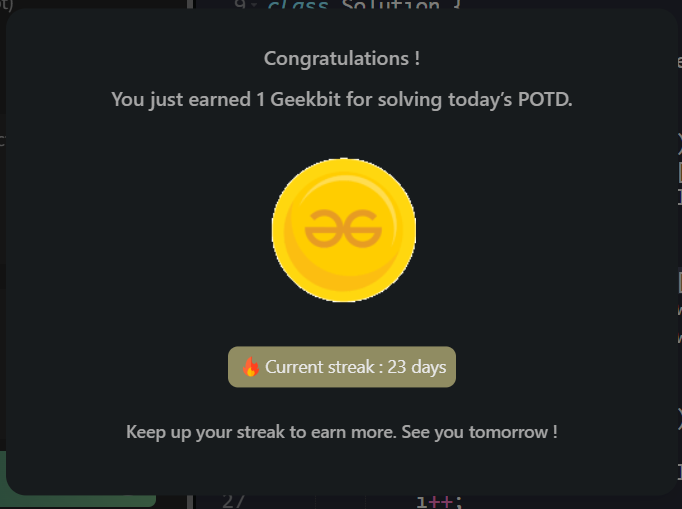 Goutam Mukherjee (@n0ob_coder) on Twitter photo #Day23 of <a href="/geeksforgeeks/">GeeksforGeeks</a> 160 days Challenge:🚀🔥
Solved - Problem 25 #POTD: Insert Interval
#geekstreak2024 #gfg160 #gfg #potd #geeksforgeeks #LearnInPublic #Day23 of <a href="/geeksforgeeks/">GeeksforGeeks</a> 160 days Challenge:🚀🔥
Solved - Problem 25 #POTD: Insert Interval
#geekstreak2024 #gfg160 #gfg #potd #geeksforgeeks #LearnInPublic