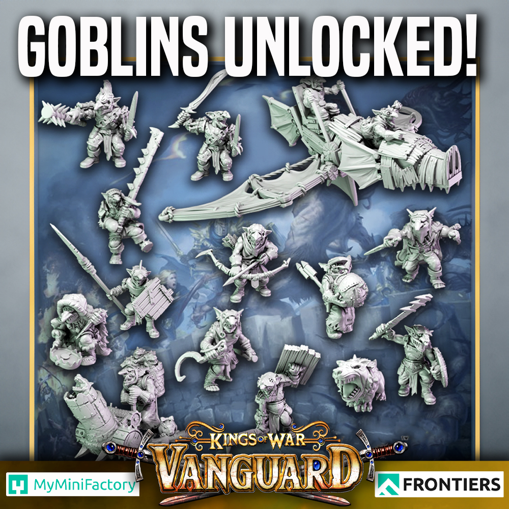manticgames's tweet image. The Goblin Warband is Unlocked!

bit.ly/3BtoyNw

Our Kings of War Vanguard STL Campign is live on MyMiniFactory and we&apos;ve already unlocked the first additional warband.  Can you help unlock the Fantasy Grassland bases?

#manticgames #vanguard #myminifactory #3dprinting
