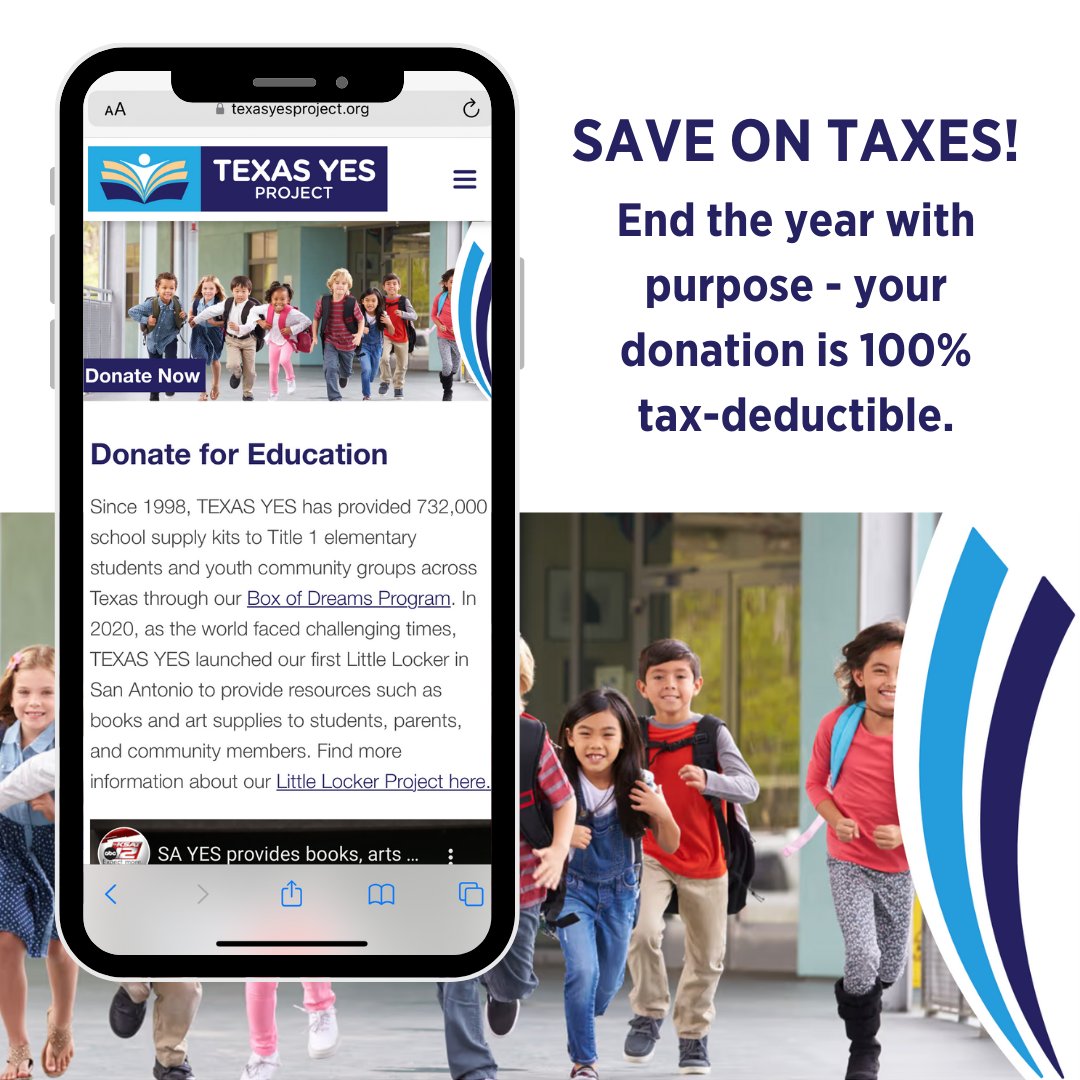 ⏰ Last chance for 2024 tax deductions! Only 22 days left to make your year-end charitable #donation count. Support Texas students AND save on taxes when you give to TEXAS YES by Dec 31! 

Link to donate: ow.ly/Om3E50UjinP  💙