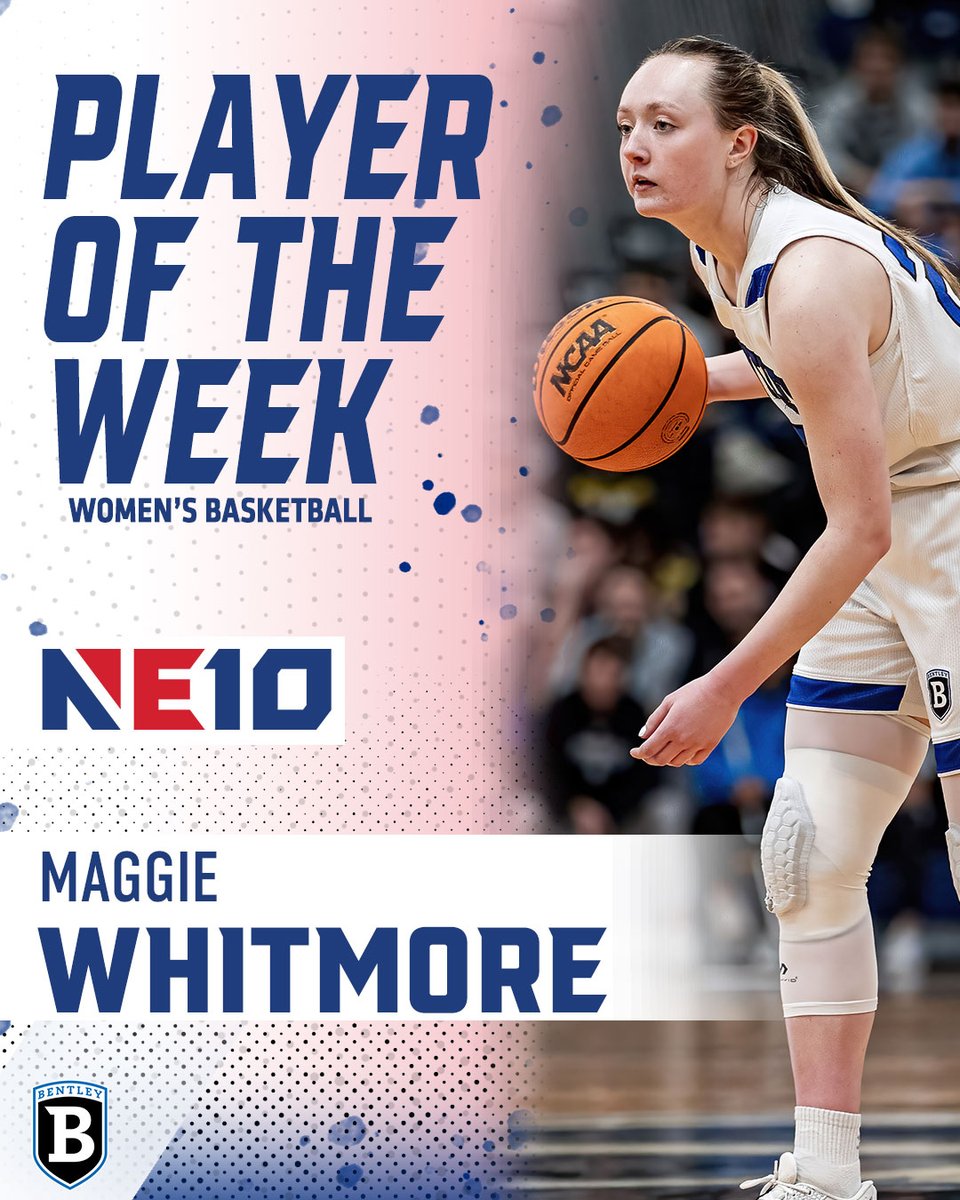 TheNortheast10's tweet photo. 𝐖𝐎𝐌𝐄𝐍'𝐒 𝐁𝐀𝐒𝐊𝐄𝐓𝐁𝐀𝐋𝐋 𝐑𝐄𝐏𝐎𝐑𝐓 - 𝐖𝐄𝐄𝐊 𝟓 🏀

@BentleyFalcons Maggie Whitmore shot 58% from the field in a 2-0 week, while @snhupenmen Kameron St. Pierre averaged 12.5 points to earn NE10 weekly honors! 

#NE10EMBRACE | #NCAAD2 | #D2WBB https://t.co/ctbKRCmWG1