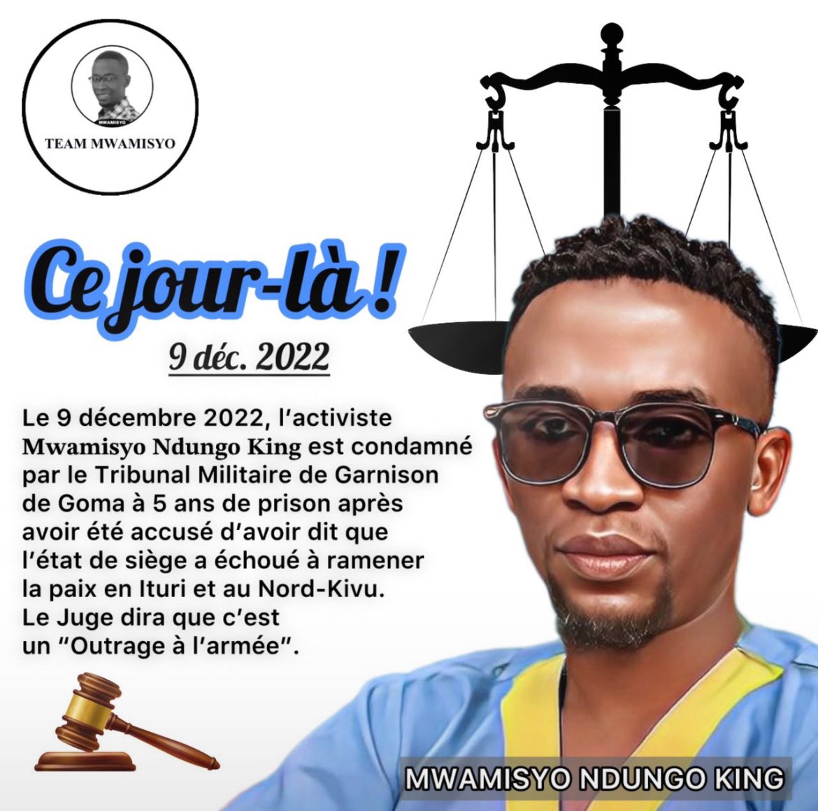 mosange1's tweet photo. Je reste convaincu qu’on ne peut pas priver à quelqu’un sa liberté juste pour ses opinions! Un jour tu sera libre et tu reprendras ta lutte @MwamisyoNdungo @luchaRDC https://t.co/281rKhPm2v