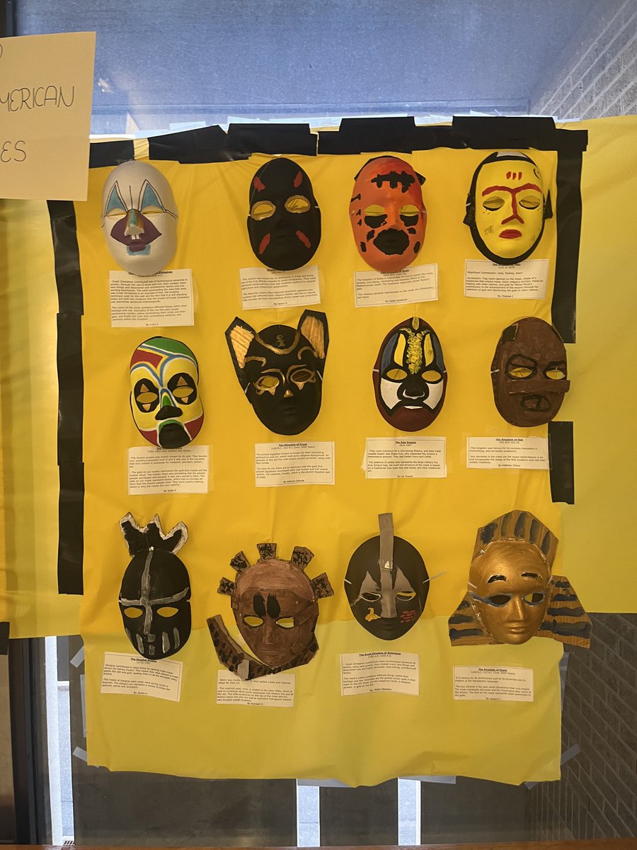 BASDMsSage's tweet photo. So impressed by these masks created by our AP African Studies students. ⁦@basdjacksilva⁩ ⁦@Leesonscience⁩ ⁦@josephanthes⁩ https://t.co/wiVzUcxlrs
