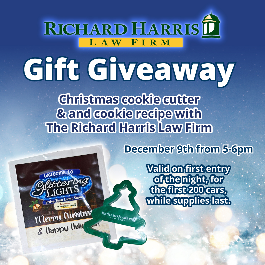 Sweeten up your holiday season! Tonight, our presenting partner, <a href="/RAHLawFirm/">Richard Harris Law Firm</a>, is gifting a Christmas tree cookie cutter and a festive cookie recipe to make your holiday even more magical. Offer is valid on the first entry of the night, for the first 200 cars, while supplies last