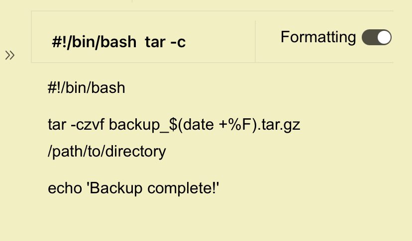 TheTechGuy44's tweet image. Automate repetitive tasks using Bash scripts or tools like Python.

Example: Use this Bash script to automate file backups

Save time and let the machines work for you! 

#TechWizard #CodingTips&quot;