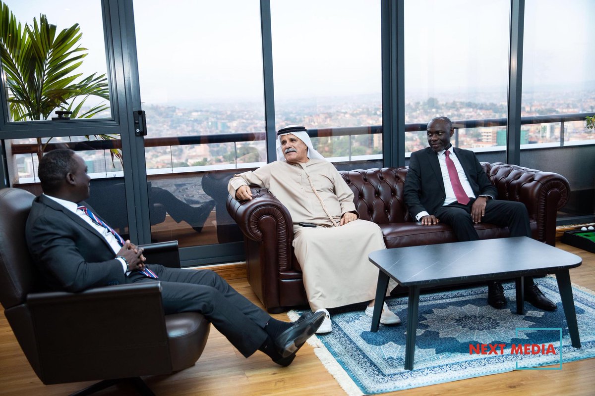 Saeed Salem Khalfan Al-Marri, the Founder &amp; Chairman of SSK Group of Companies from Dubai, alongside <a href="/UgandaUae/">UGANDA EMBASSY IN UAE</a> Ambassador, H.E. Amb. Zaake Kibedi, at the #NextMediaPark, where Mr. <a href="/KKariisa/">Kin Kariisa🇺🇬</a>, showcased their operations during a #NextMediaTours experience.
🇺🇬🤝🇦🇪