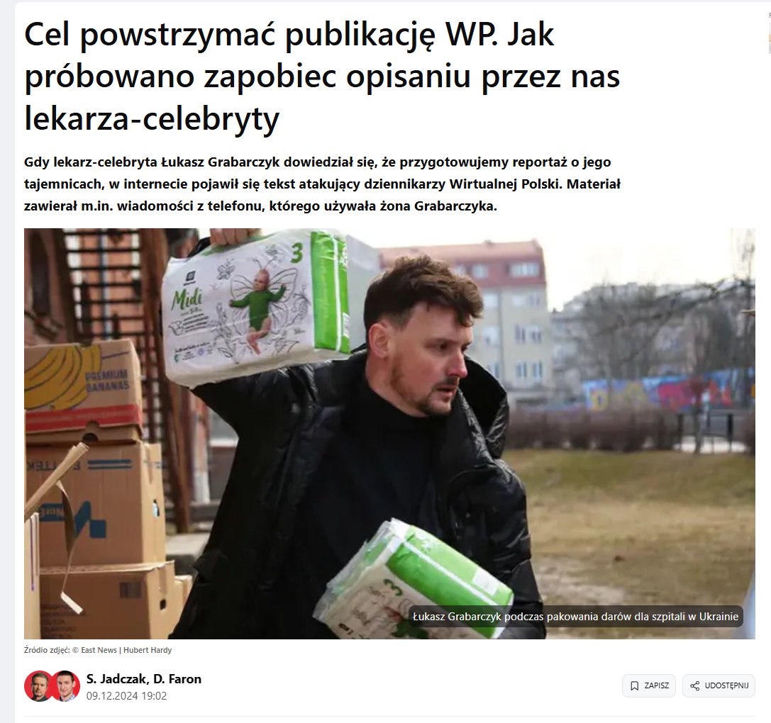 155 tysięcy dla prawicowego dziennikarza za dom, który do niego nie należy, używanie wykradzionych wiadomości i znikające paszkwile. Co powiecie na taką kontynuację tematu z lekarzem-celebrytą Łukaszem Grabarczykiem? 
wiadomosci.wp.pl/cel-powstrzyma…