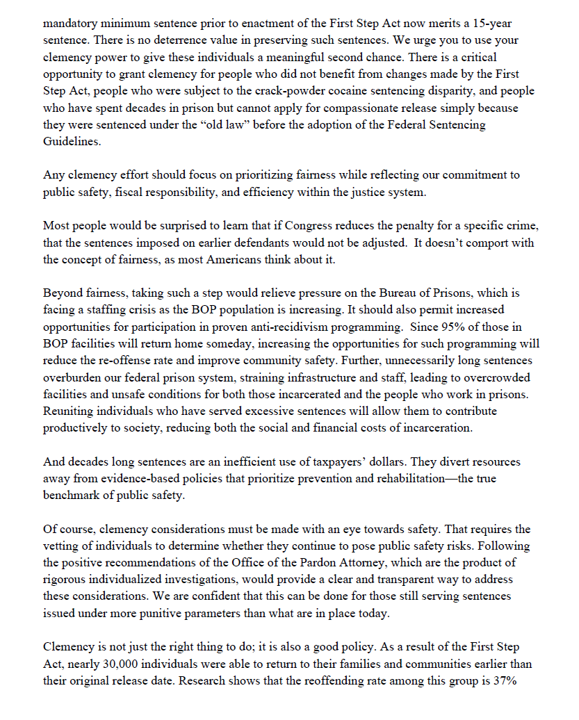 iDueProcess's tweet photo. We joined @RightOnCrime, @ACUFforJustice, @FaithandFreedom, and @prisonfellowshp in a letter urging President Biden to use executive clemency power and address unjustly long prison sentences based on outdated laws.

Our full letter to @POTUS: https://t.co/pK3N66aifb
