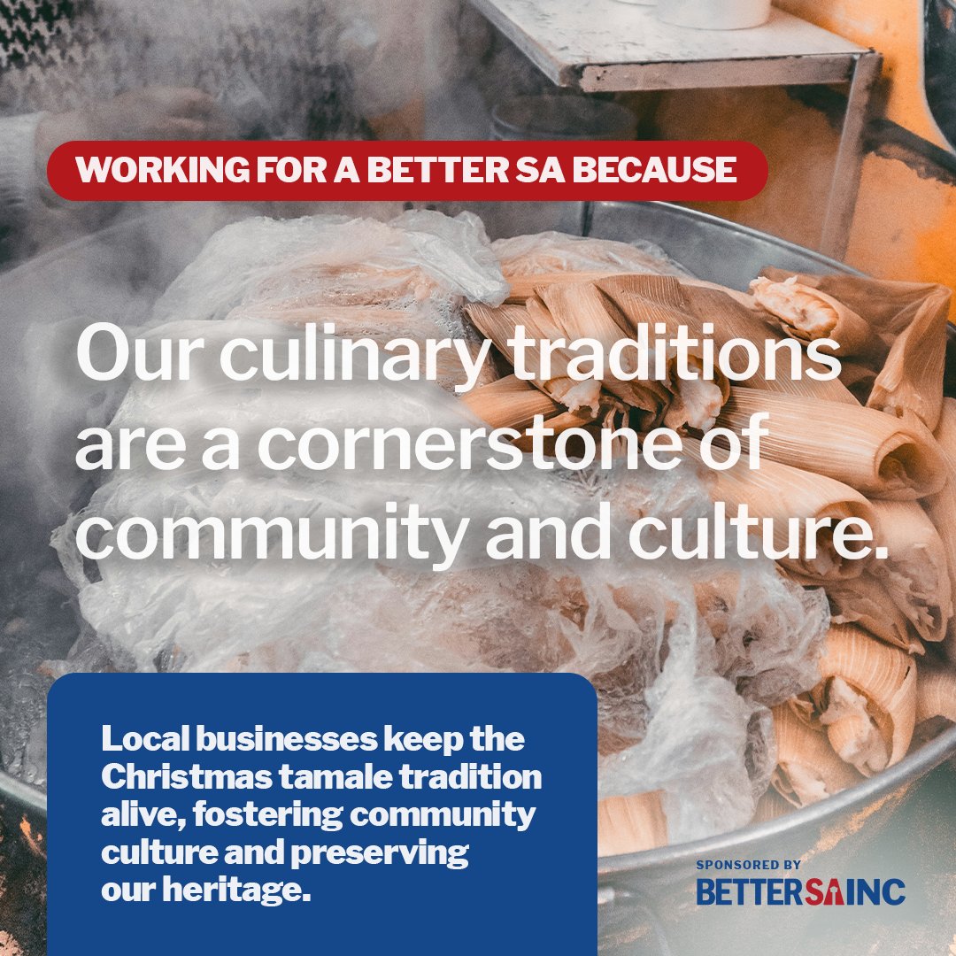 Our traditions are the heartbeat of San Antonio. From tamales to shared tables, local businesses keep our heritage alive while bringing people together. We’re fighting to preserve what makes our city unique and vibrant. #CulinarySA #BetterSA