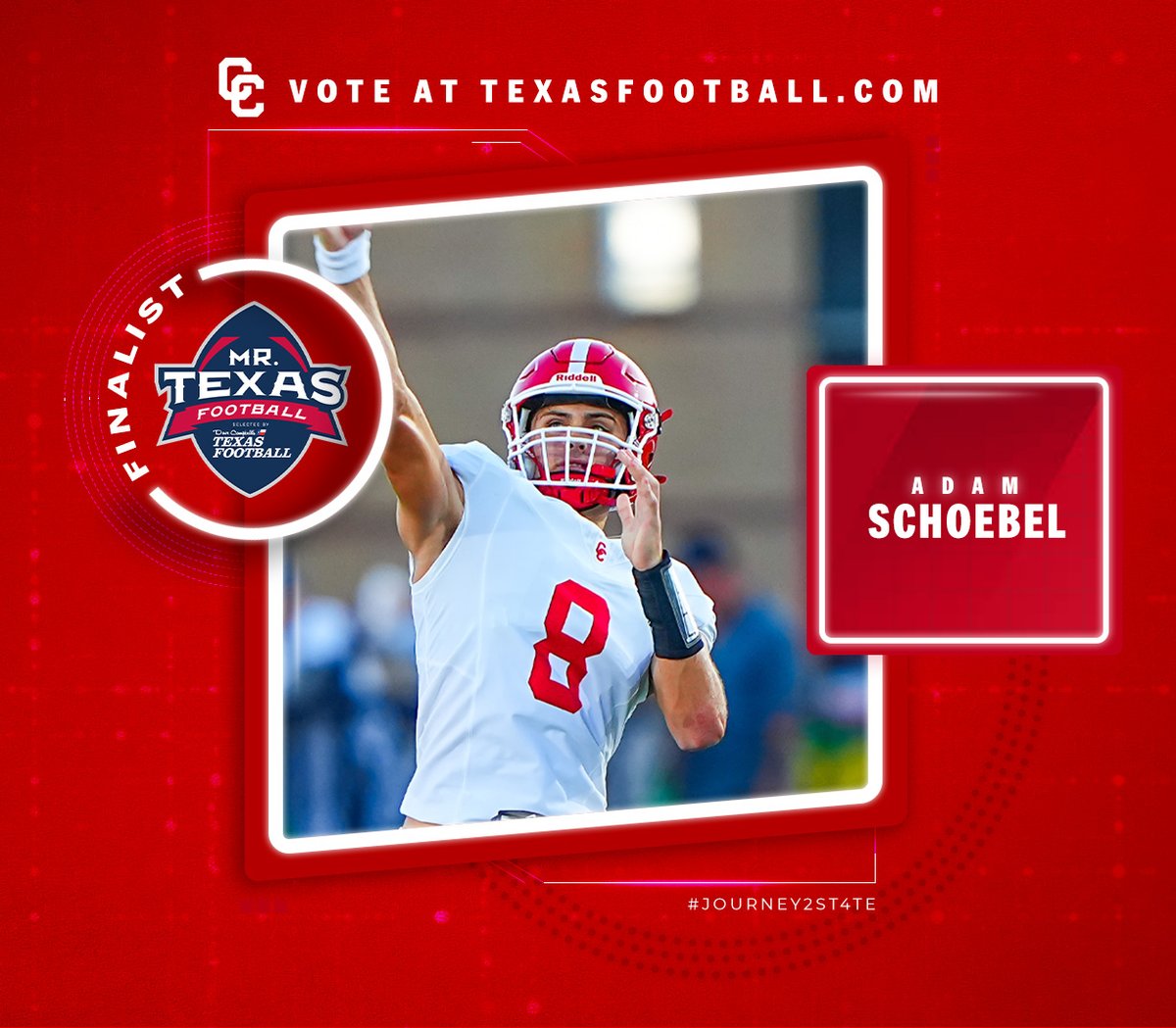 Do you think Columbus QB Adam Schobel should be this year’s Mr. Texas Football Player of the Year?

Vote for him HERE : texasfootball.com/mr-texas-footb……

<a href="/dctf/">Dave Campbell's Texas Football — TexasFootball.com</a> | #dctf #txhsfb