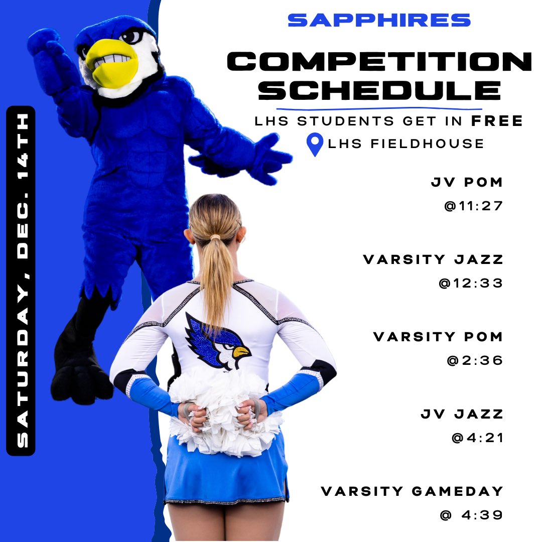 Come out &amp; support your Liberty Sapphires this weekend at the KC Classic Dance Competition. Free admission for all LHS students with student id. We are excited to host this competition &amp; look forward to performing exhibition numbers throughout the day! #LevelUp 💙💎💙