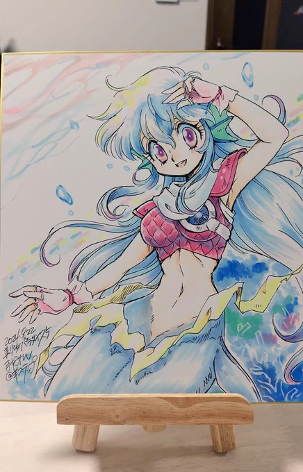 今年アナログで一番頑張ったのはこれ・・・来年の美少女パラダイスにも、自信もって持っていける色紙描くぞ!!新刊もね! 