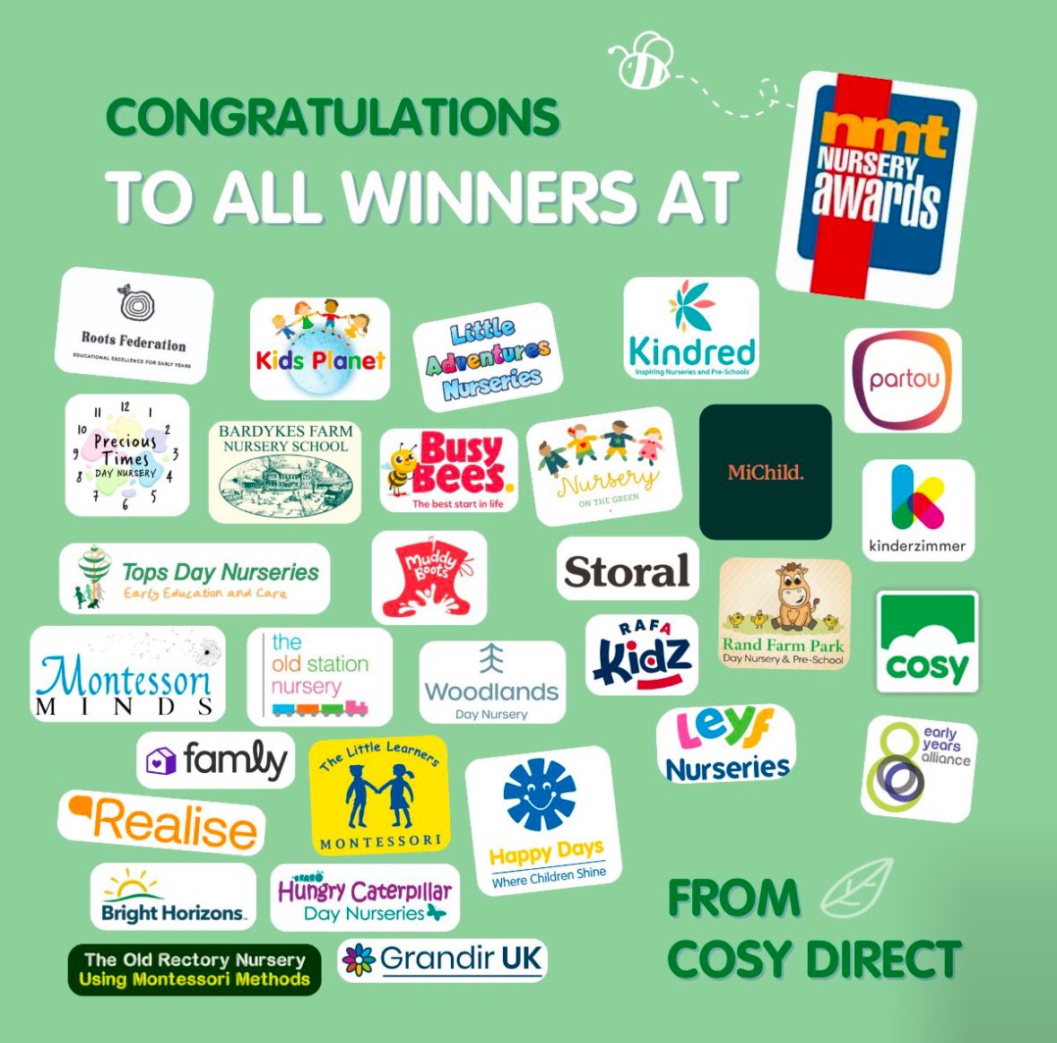 cosydirect's tweet photo. We just want to congratulate all the winners at the Nursery Management Today Awards.
It's all down to your hard work and dedication.
From your friends at Cosy 🙌
#nurseryawards #nmt #cosydirect https://t.co/7ocfvUiHBU