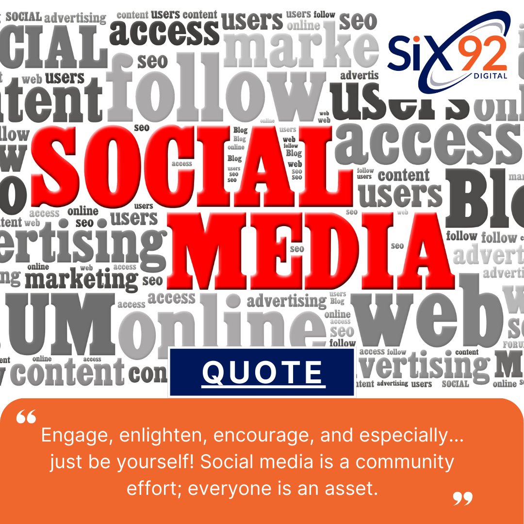 Six92Llc's tweet photo. “Engage, enlighten, encourage, and especially… just be yourself! Social media is a community effort; everyone is an asset."

https://t.co/jFwXnLrbji https://t.co/Hk2WE7O9G7