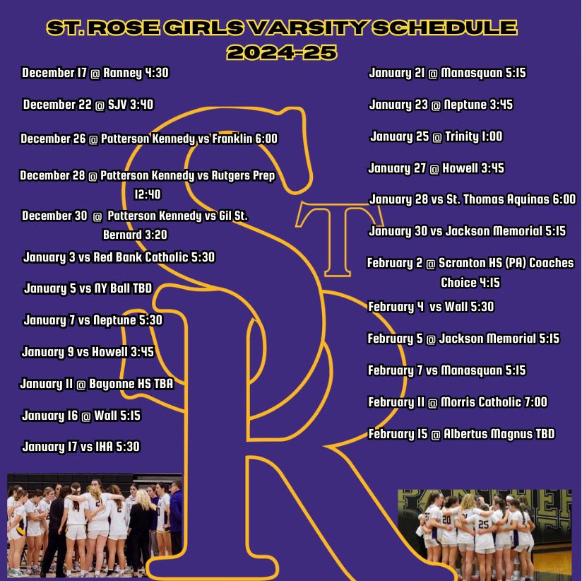 St. Rose Girls Basketball ๐ (@srhsgirlsbb) on Twitter photo Schedule is up and it is legit! We say it every year and this year is no different...you want to be the best, you have to compete against
the best! Let's goooo!!!๐๐๐
<a href="/StRoseAD/">St. Rose High School Athletics</a> Schedule is up and it is legit! We say it every year and this year is no different...you want to be the best, you have to compete against
the best! Let's goooo!!!๐๐๐
<a href="/StRoseAD/">St. Rose High School Athletics</a>