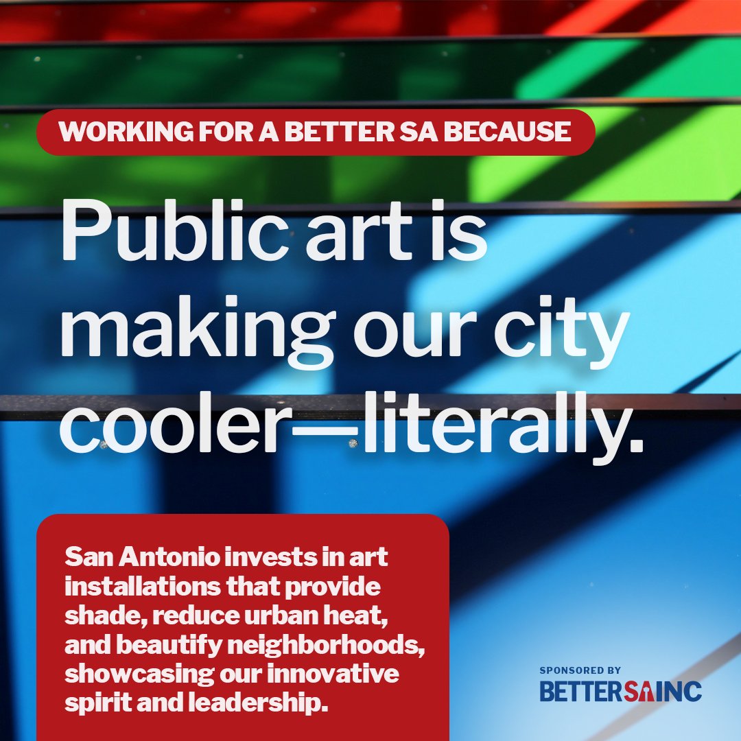 Public art doesn’t just beautify—it transforms. San Antonio’s investments in art installations are cooling our streets, lifting our neighborhoods, and showing what true innovation looks like. We’re fighting for bold leadership and stronger communities. #PublicArt #BetterSA