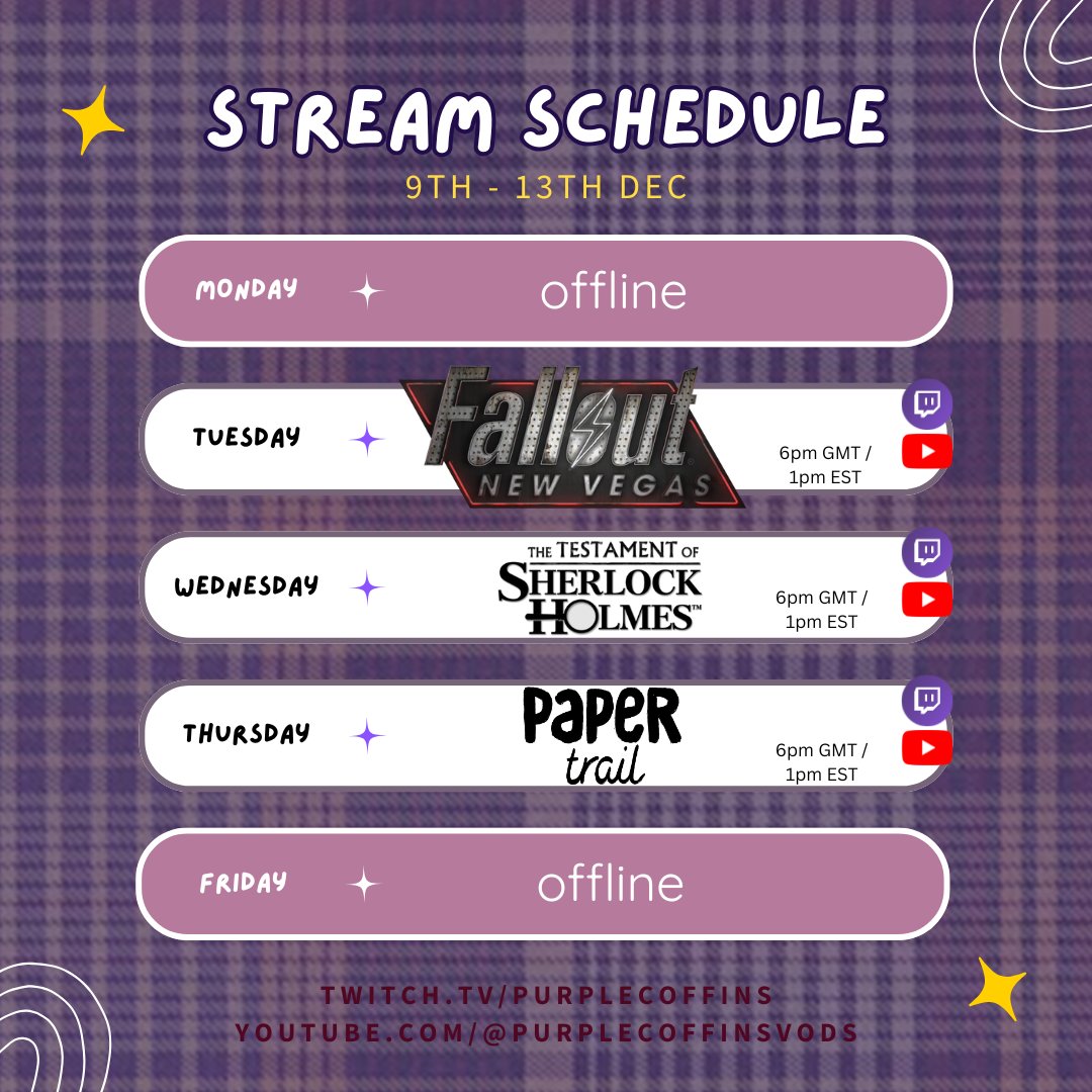 ✨ This week's schedule ✨

Everything always gets a little mad this time of year, so let's chill out and finish up some titles before I go on my Christmas break, yeah?

Reminder that "going live" and all other posts will be on the blue app only from now on