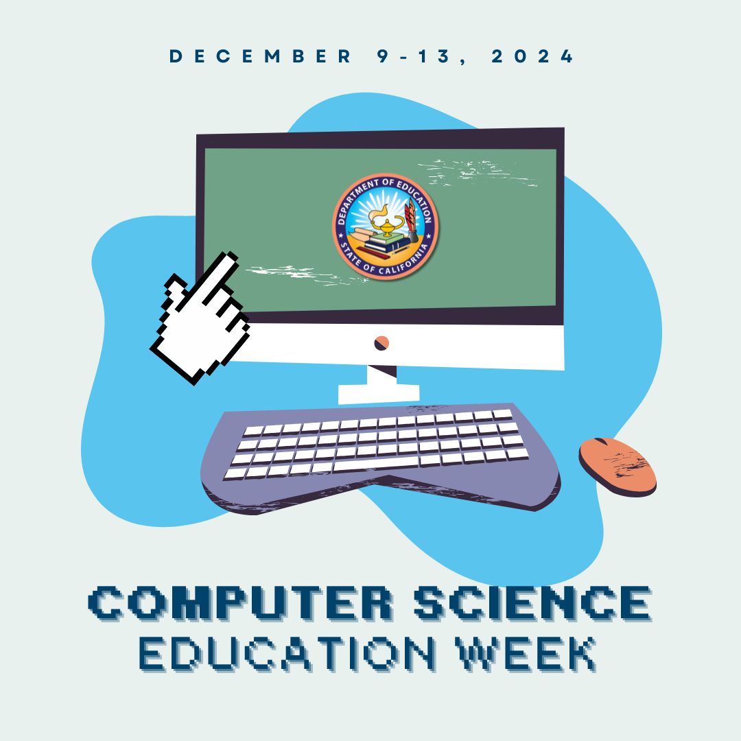 Happy #ComputerScienceEducationWeek! 👨‍💻🌐🤖

Join the CDE as we recognize #CSEdWeek to inspire K-12 students to learn computer science, advocate for equity in computer science education, and celebrate the contributions of students, teachers, and partners to the field.