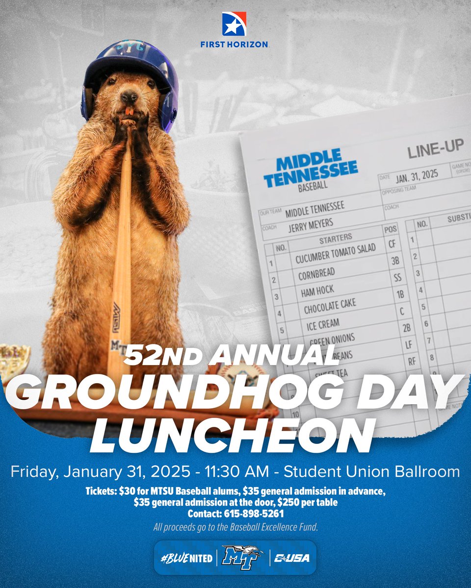 Save the date!

The Groundhog Day Luncheon will be on January 31st!

goblueraiders.co/BSBGroundhogDay