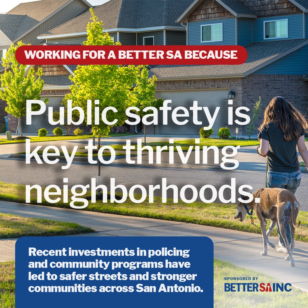 A safer San Antonio means stronger families and neighborhoods. Recent investments in public safety are paying off, but there’s more work to do. We’re fighting for safer streets and a city where everyone feels secure. #PublicSafety #BetterSA
