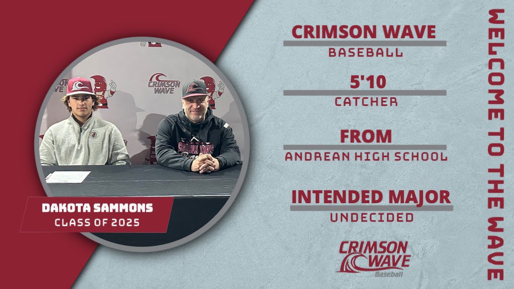 The CCSJ Baseball program signs catcher Dakota Sammons for the upcoming 2025 season.

Welcome to the Wave Dakota! 🌊

📰 ccsjathletics.com/sports/bsb/202…