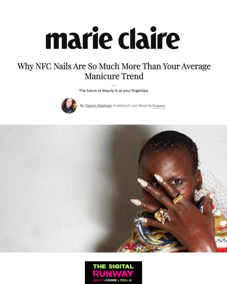 janeyparkxyz's tweet photo. 🪩 The Future of Beauty is literally at your fingertips

Excited to share my @marieclaire feature 🙏

I share Marketing &amp; Business POV on Beauty, Tech &amp; Connectivity with NFC Nails and Wearable Tech

💅🏻 @abelw0man @winnyeth @chippedsocial @BabeApe2334 https://t.co/pnQutkAMsK