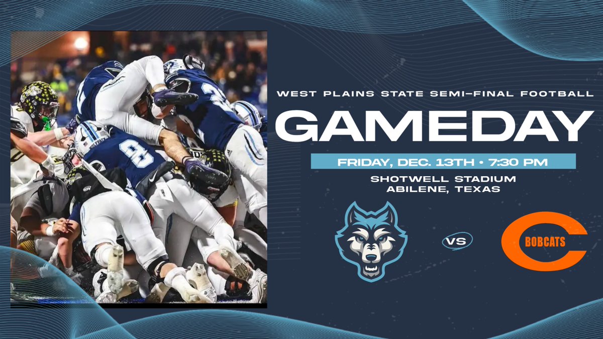 CanyonAthDept's tweet photo. Final 4 gameday for @WPlainsFB as they travel to Abilene to take on the Celina Bobcats. Kickoff set for 7:30 p.m. at Shotwell Stadium. https://t.co/K3CewpNg85
